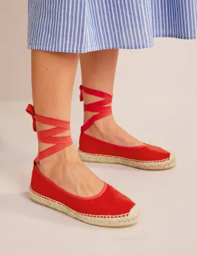 Ankle Tie Espadrilles-Vermillion