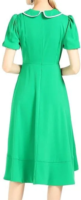 Asymmetric Button-Down Dress, Green