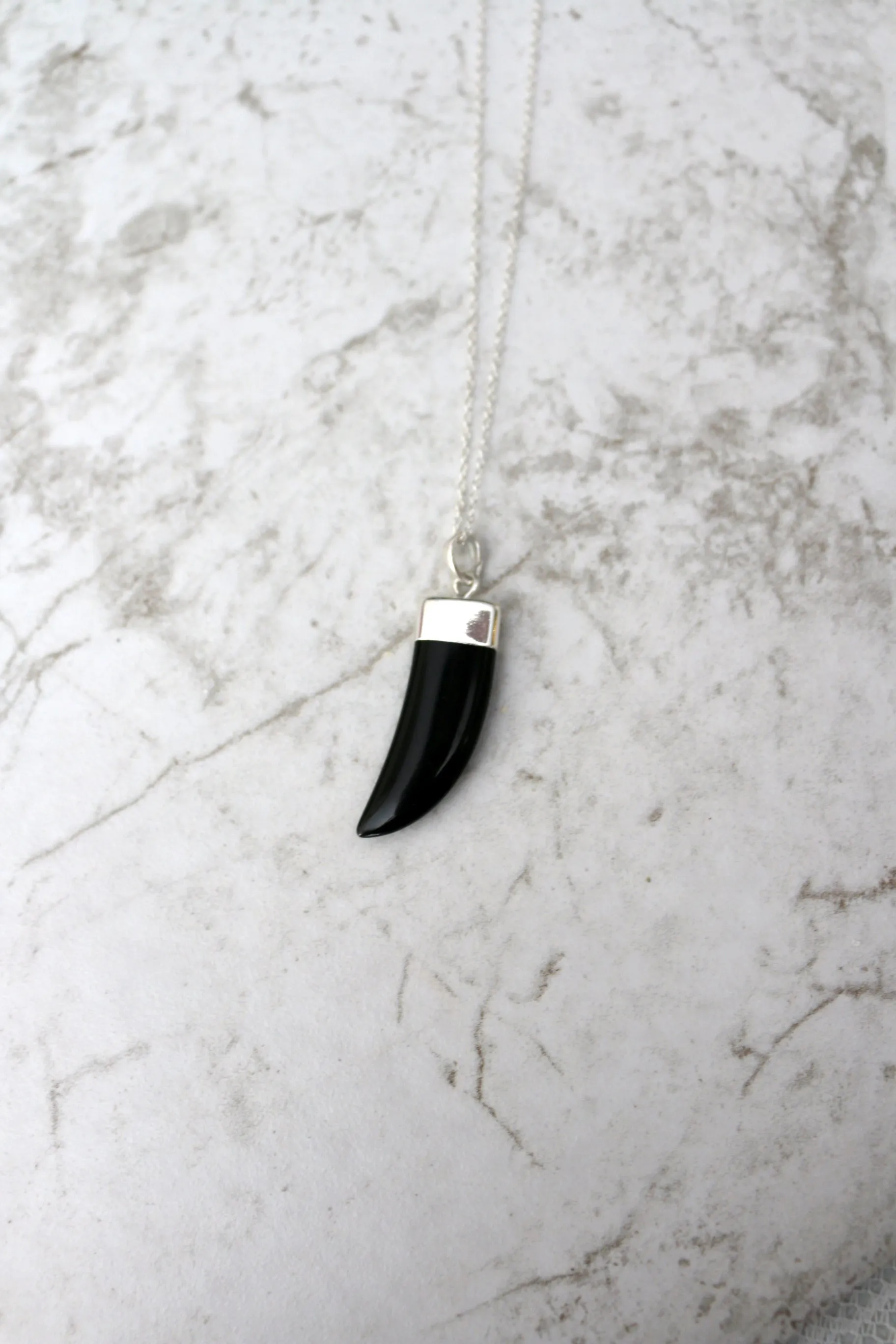 Be Your Own Hero // Black Horn Necklace, Gold or Silver, Layered Necklaces // BH-N001-B