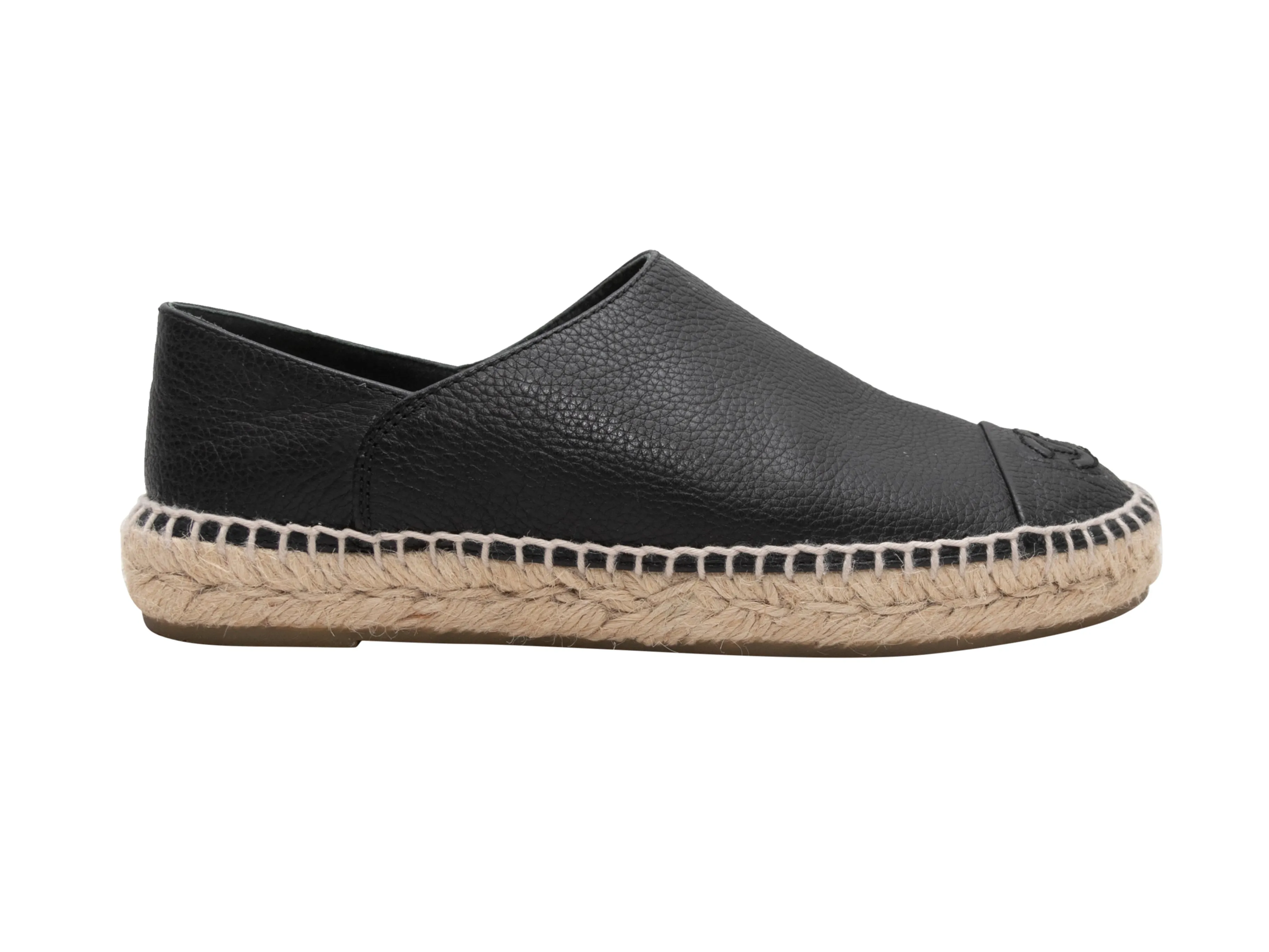 Black Chanel CC Cap-Toe Espadrille Flats Size 37