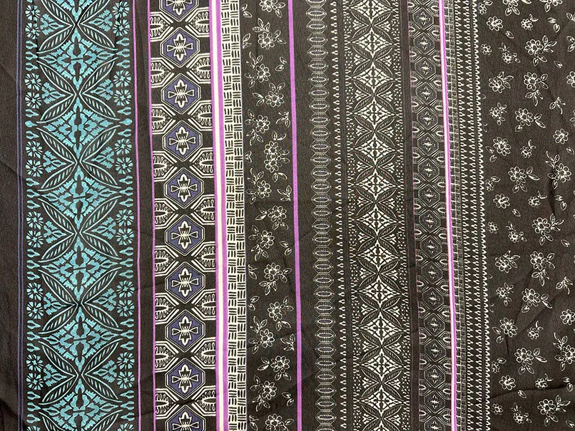 Black Multi Stripe Poly Print Chiffon Fabric