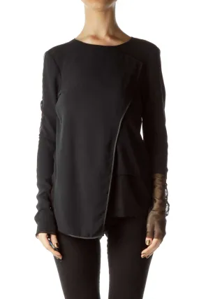 Black Sheer Long Sleeve Top