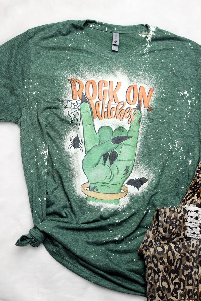 Bleached Rock On Witches Poly/Cotton Tee