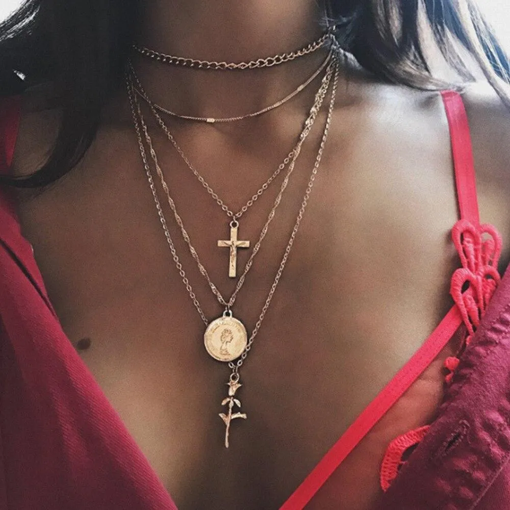 Bohemian Cross Pendant Necklace