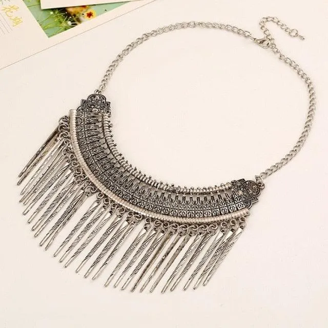 Bohemian Metal Spike Necklace