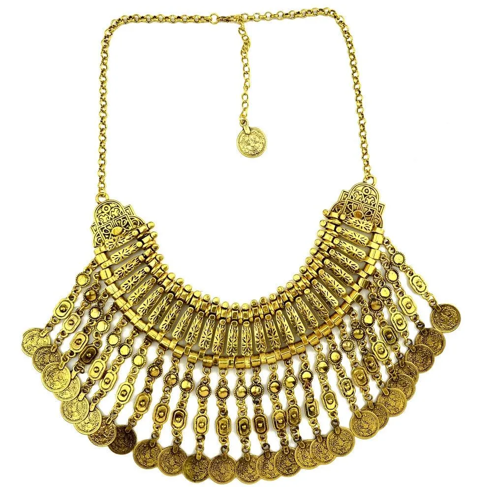 Bohemian Silver Fringe Statement Necklace