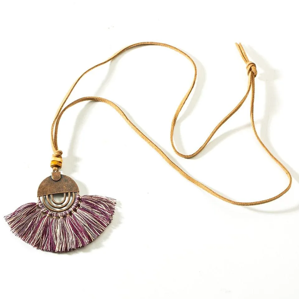 Boho Charm Tassel Pendant Necklace