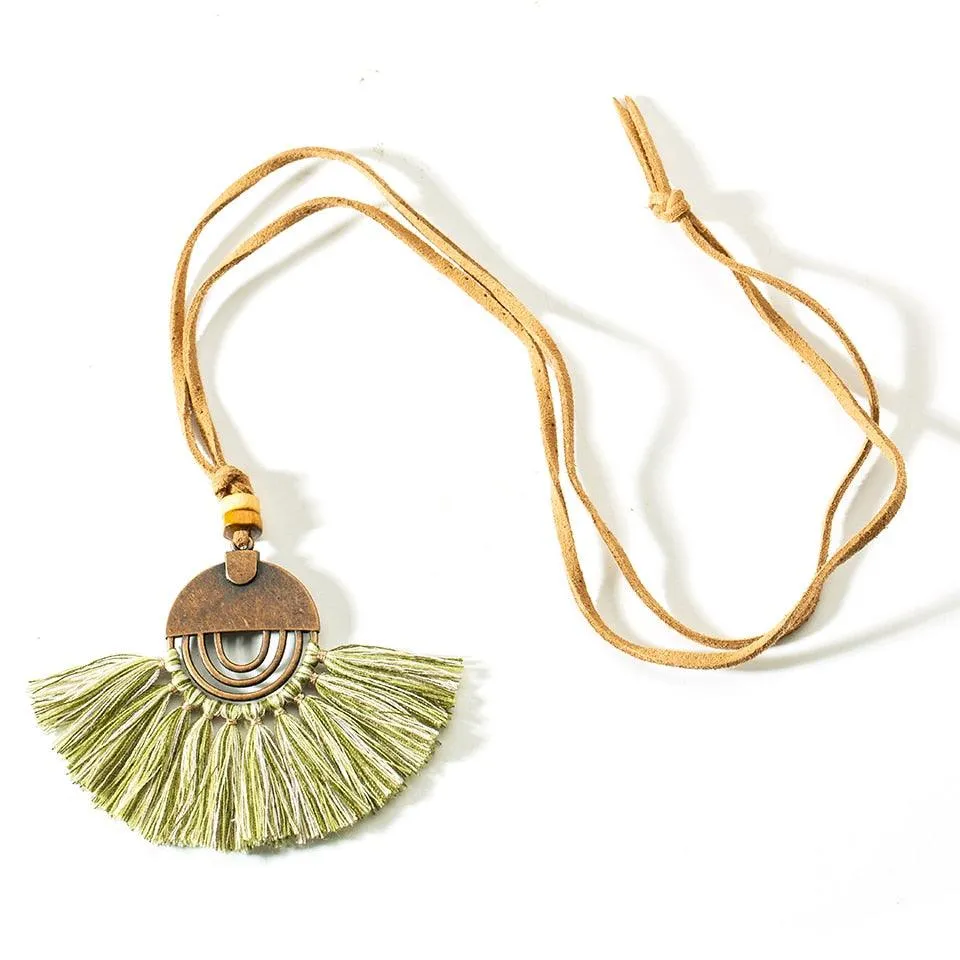 Boho Charm Tassel Pendant Necklace