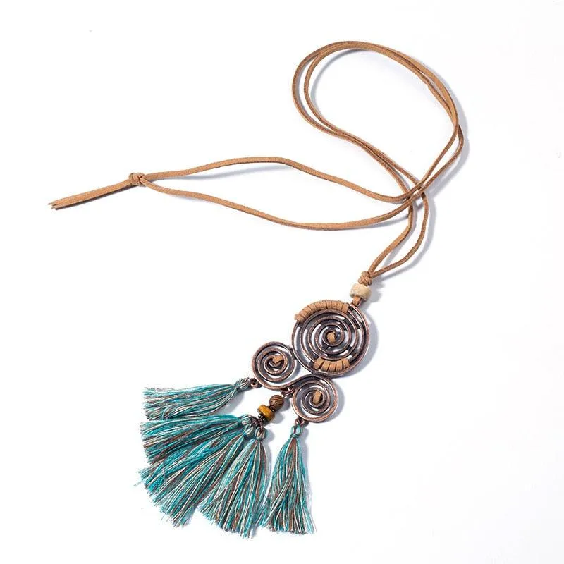 Boho Charm Tassel Pendant Necklace