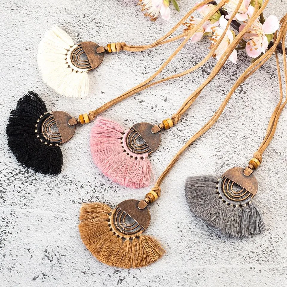 Boho Charm Tassel Pendant Necklace