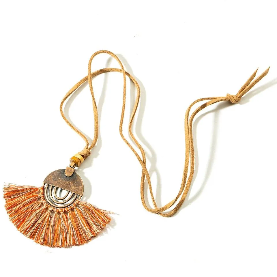 Boho Charm Tassel Pendant Necklace