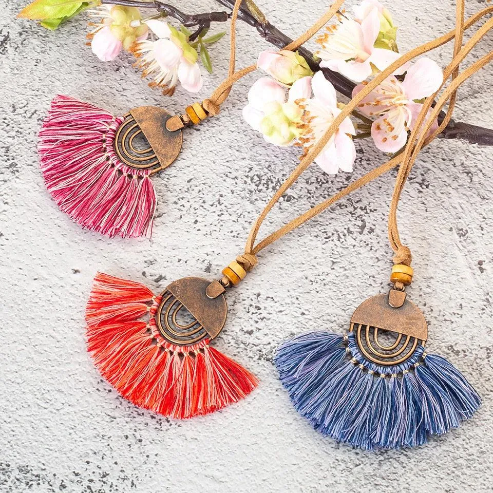 Boho Charm Tassel Pendant Necklace