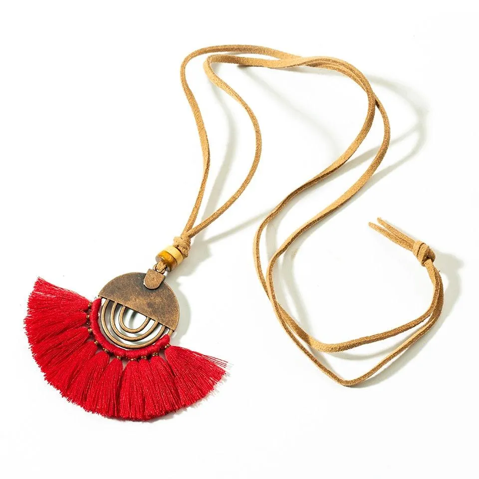 Boho Charm Tassel Pendant Necklace