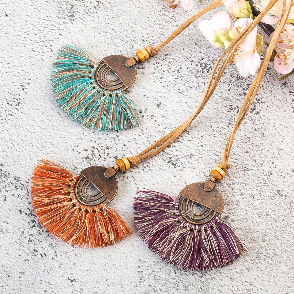 Boho Charm Tassel Pendant Necklace