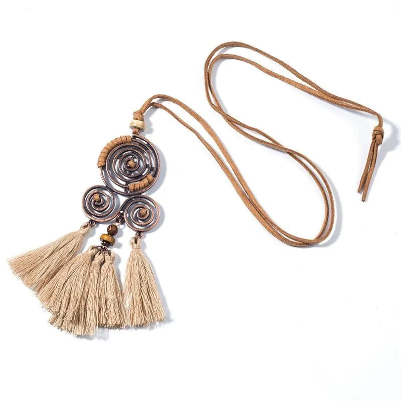 Boho Charm Tassel Pendant Necklace