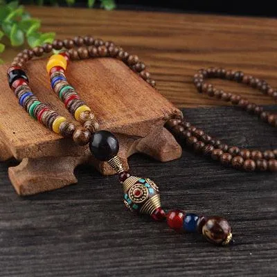 Boho Mala Wood Necklace