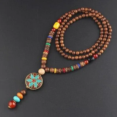 Boho Mala Wood Necklace