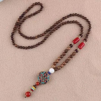 Boho Mala Wood Necklace