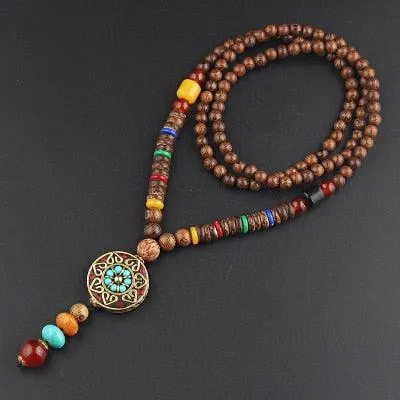 Boho Mala Wood Necklace