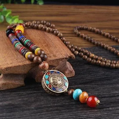 Boho Mala Wood Necklace