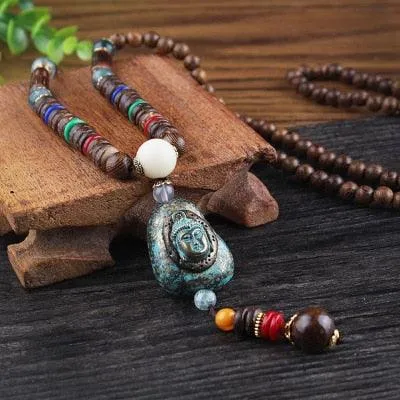 Boho Mala Wood Necklace