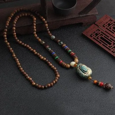 Boho Mala Wood Necklace