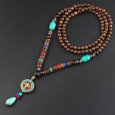 Boho Mala Wood Necklace