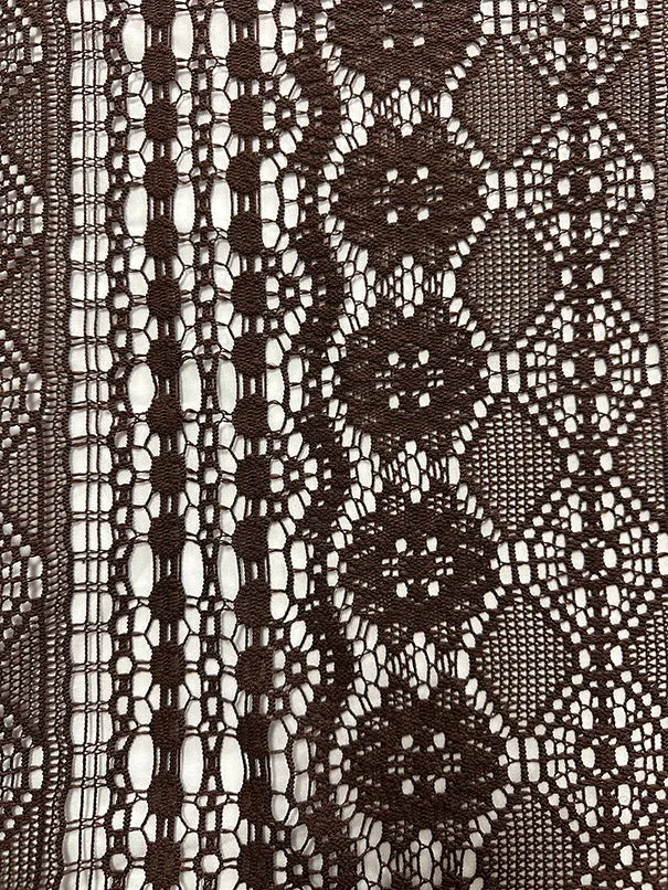 Brown Stripe Crocheted Lace Fabric