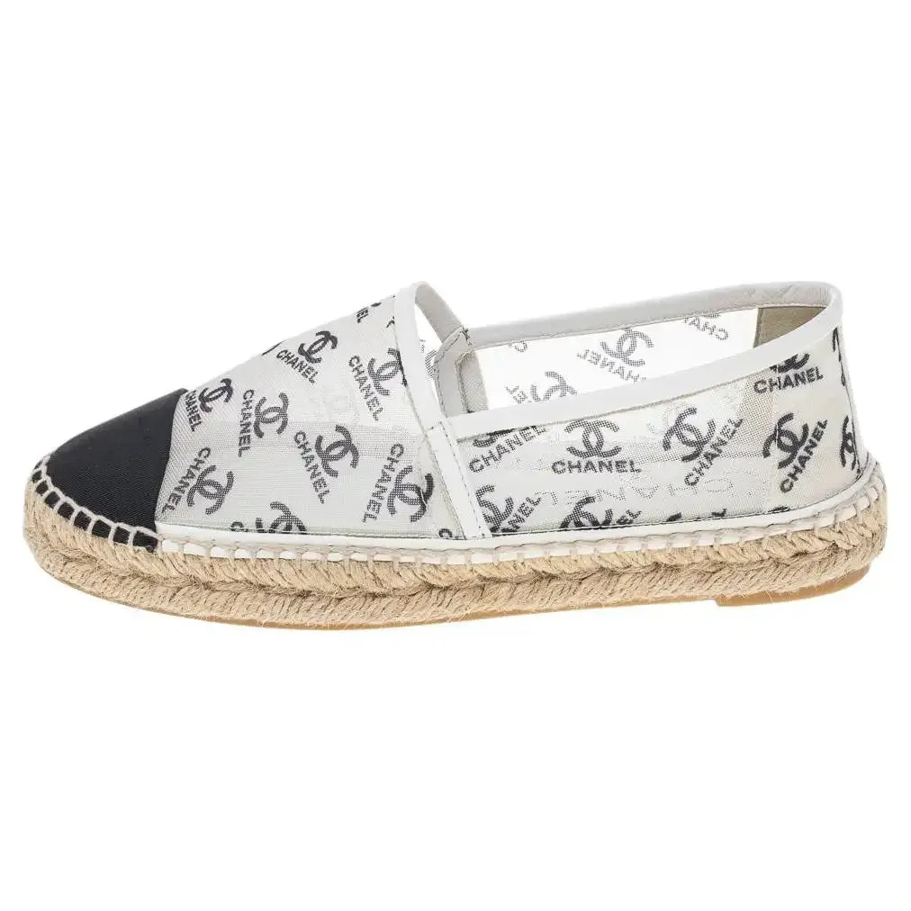 CHANEL CC PRINT MESH FABRIC ESPADRILLES