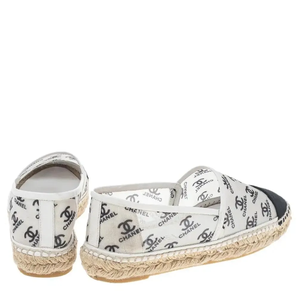 CHANEL CC PRINT MESH FABRIC ESPADRILLES