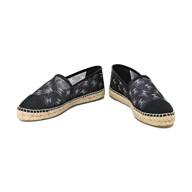 Chanel Grosgrain Logo Mesh Espadrille