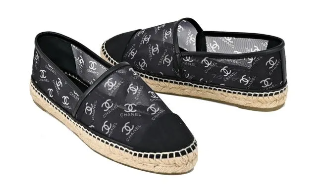 Chanel Grosgrain Logo Mesh Espadrille