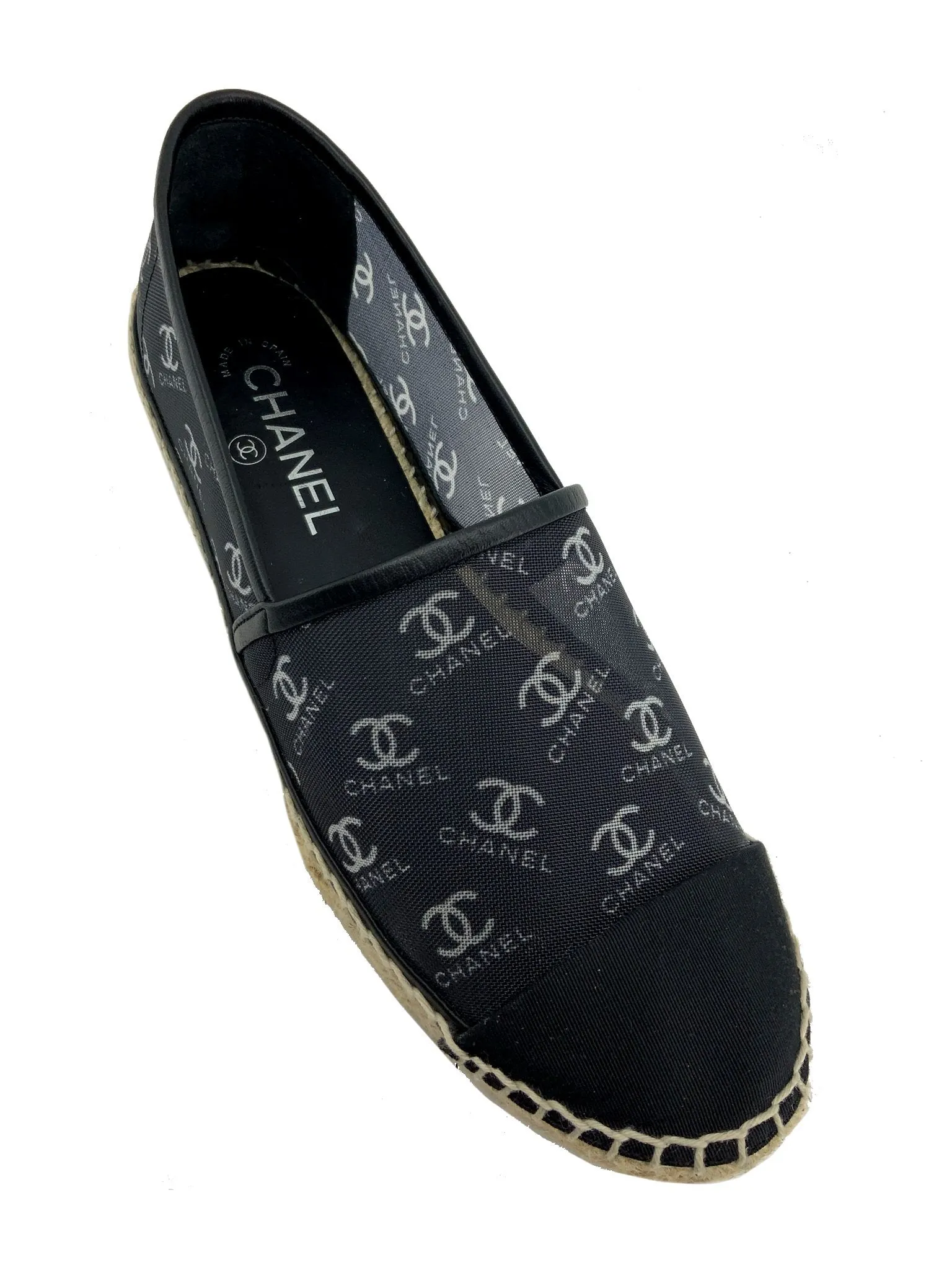 Chanel Mesh Grosgrain CC Espadrille Flats Size 6