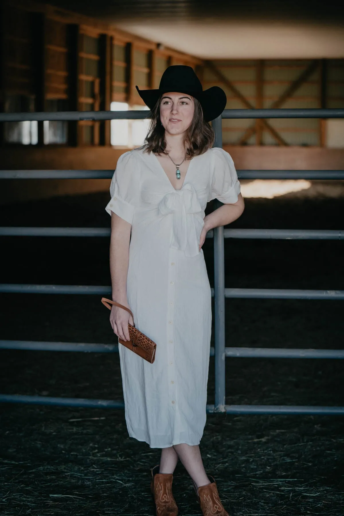 'Daphine' White Button Down Short Sleeve Dress (S, M)