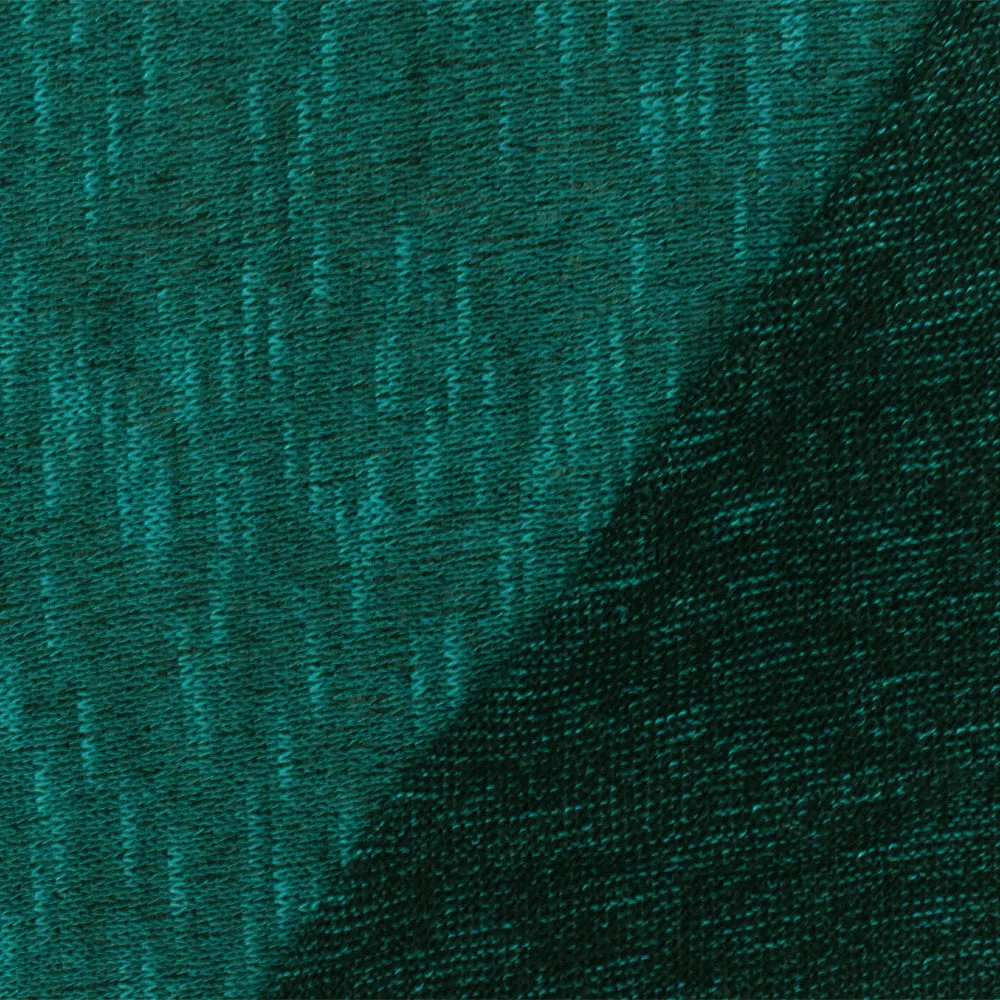 Deep Teal-Black Slub Stretch Jersey Knit Fabric