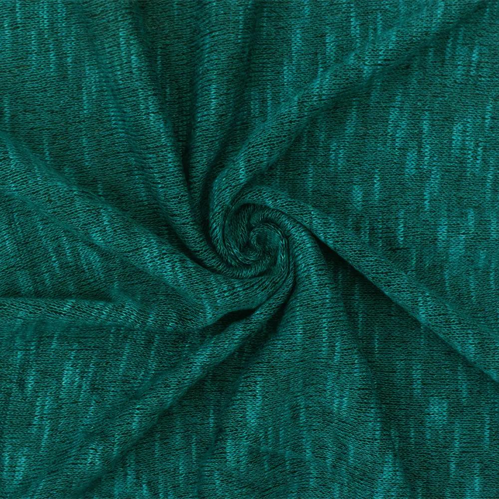 Deep Teal-Black Slub Stretch Jersey Knit Fabric