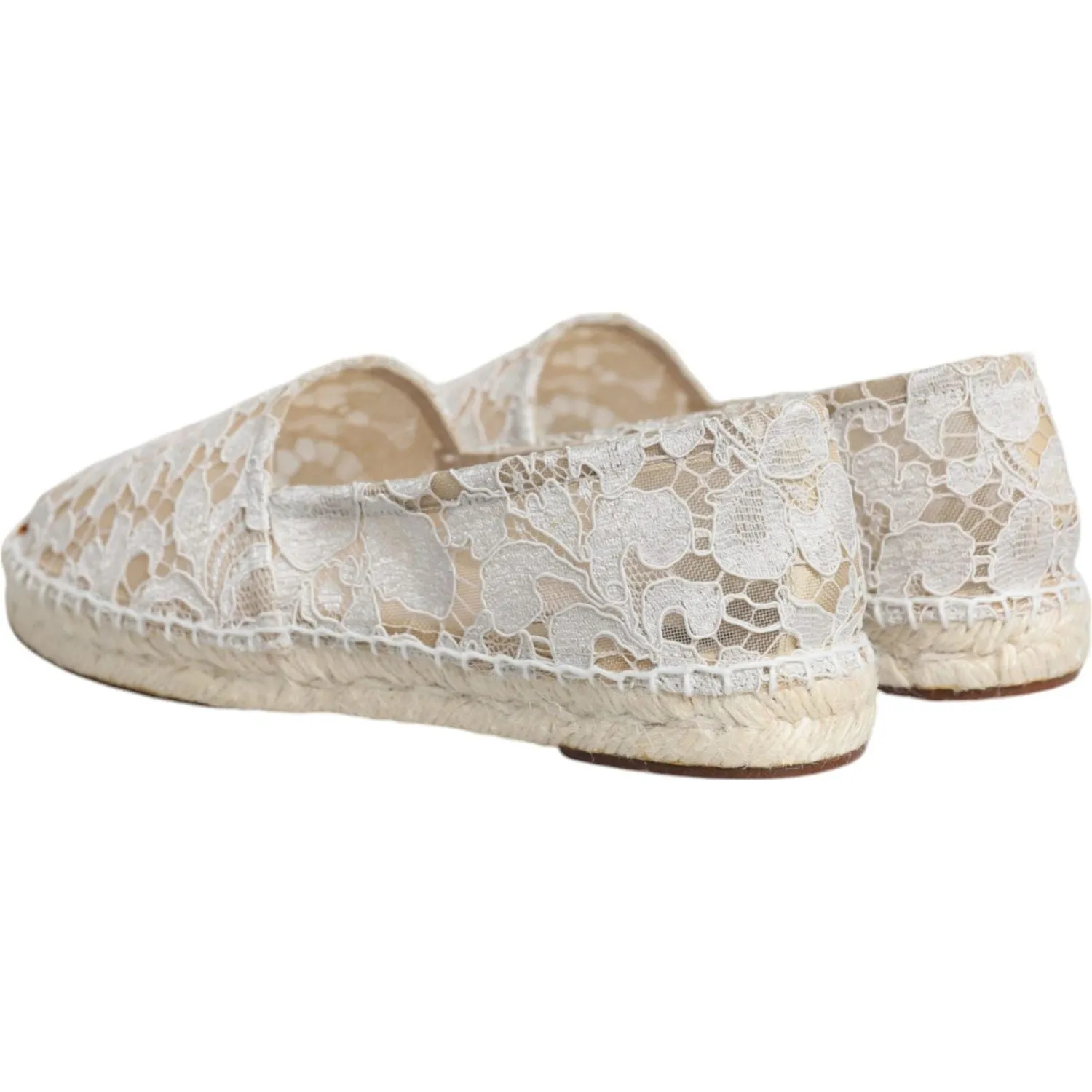 Dolce & Gabbana White Lace Viscose Espadrilles Flats Shoes