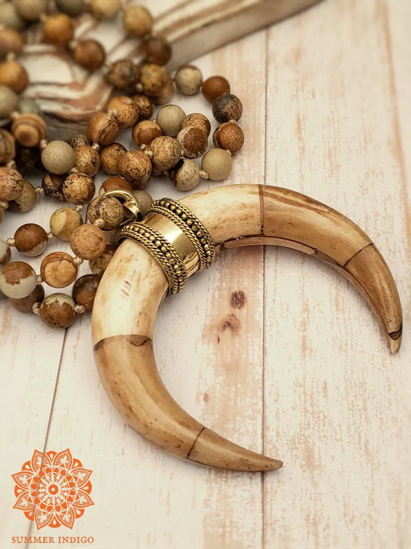 Double Horn Pendant - Tan