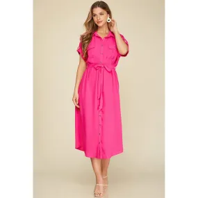 Drop Shoulder Button Down Dress