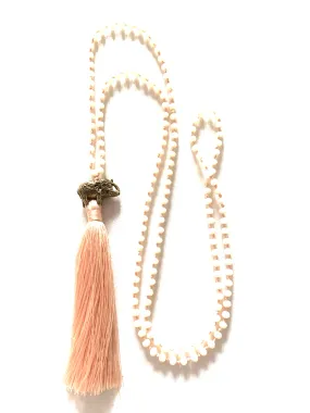 Elephant nude beaded necklace with tassel