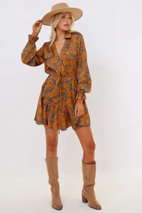 Erin Printed Long Sleeve Mini Dress