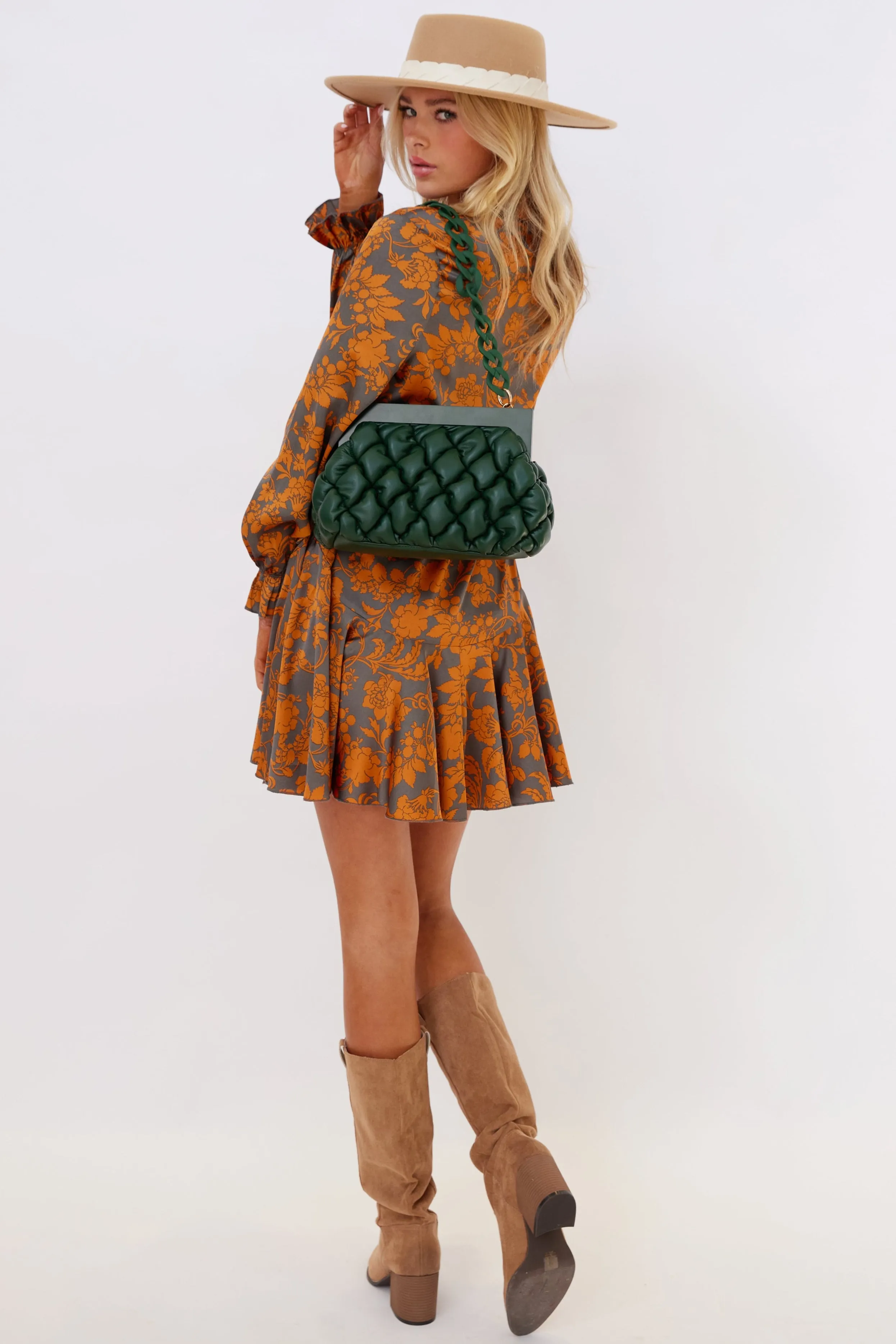 Erin Printed Long Sleeve Mini Dress