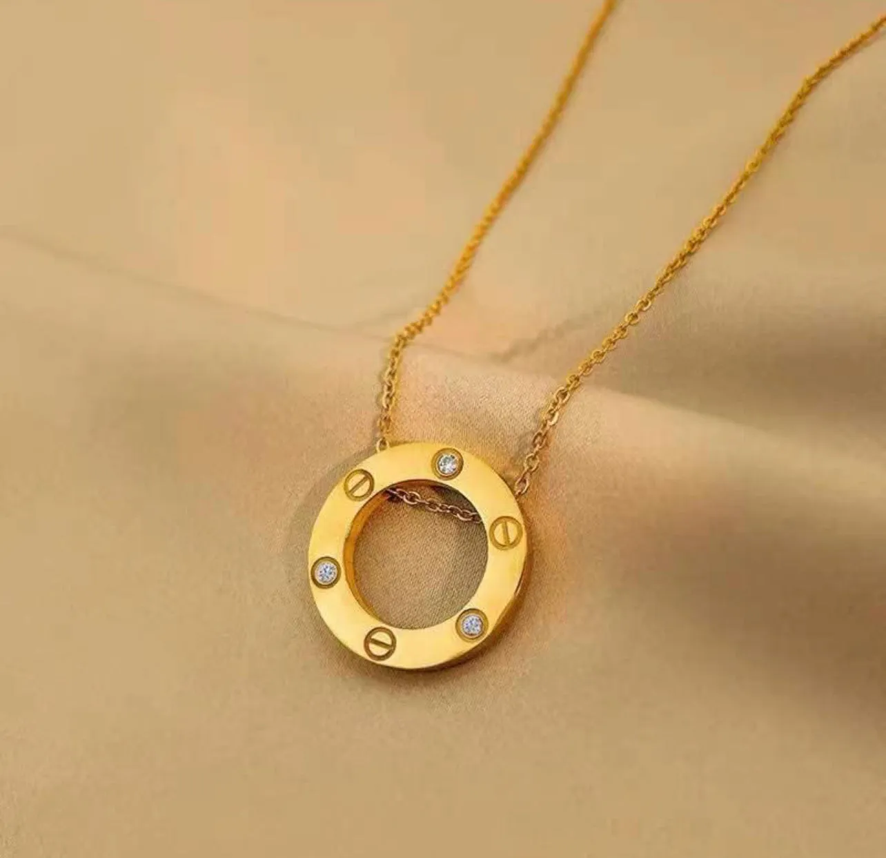 Fashion Chain Necklace Circle Hollow Metal Stick Pendant Necklaces For Women Fashion Neck Jewelry - X3023873