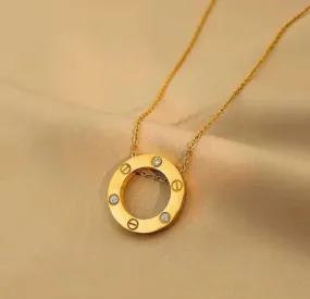 Fashion Chain Necklace Circle Hollow Metal Stick Pendant Necklaces For Women Fashion Neck Jewelry - X3023873