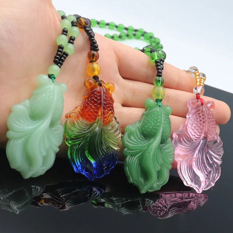 Fluorite Stone Fish Necklace