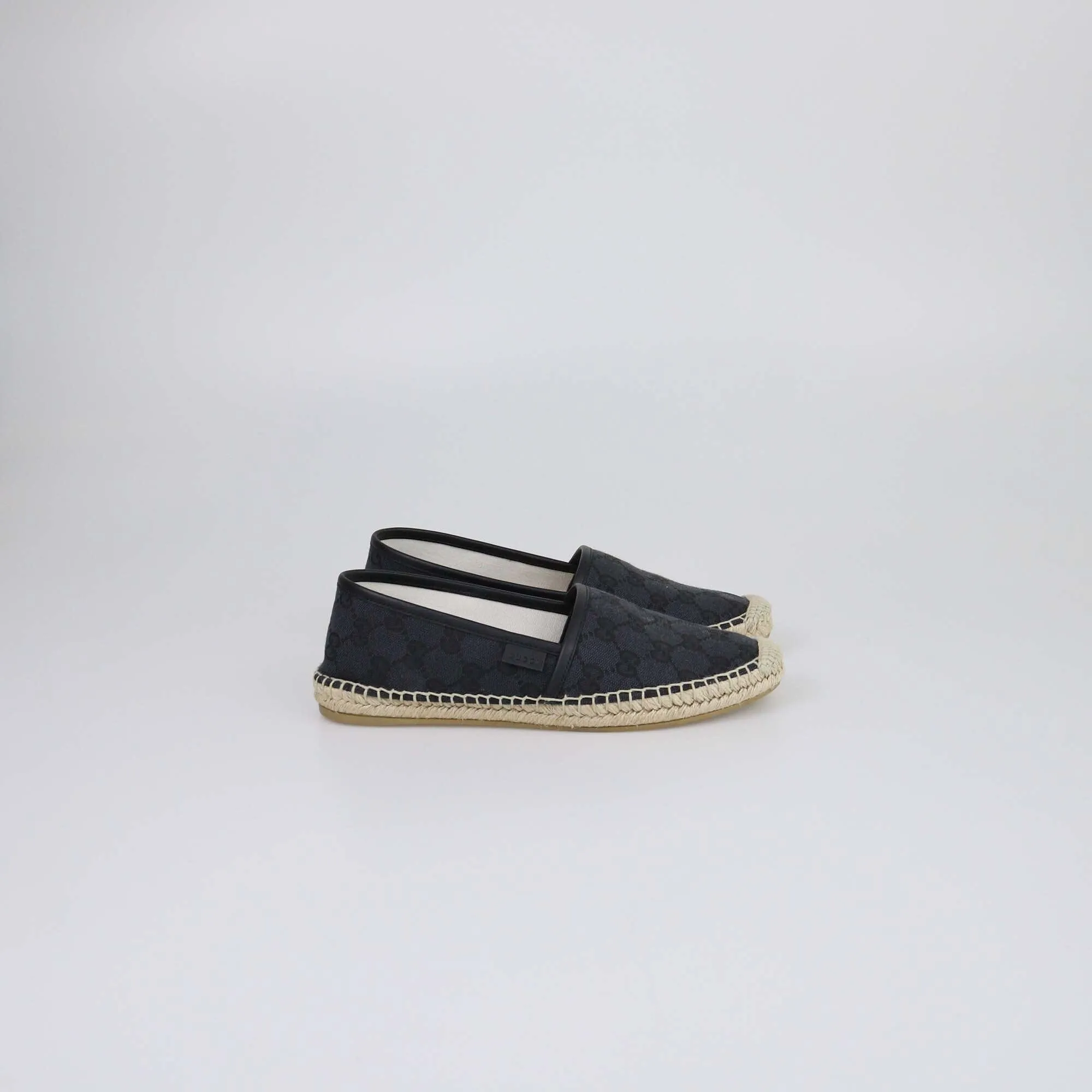 Gucci Navy Blue/Black GG Espadrille Flats