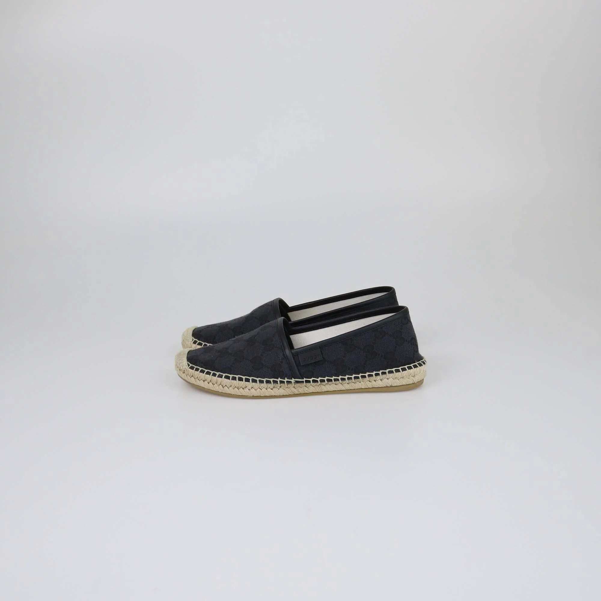 Gucci Navy Blue/Black GG Espadrille Flats