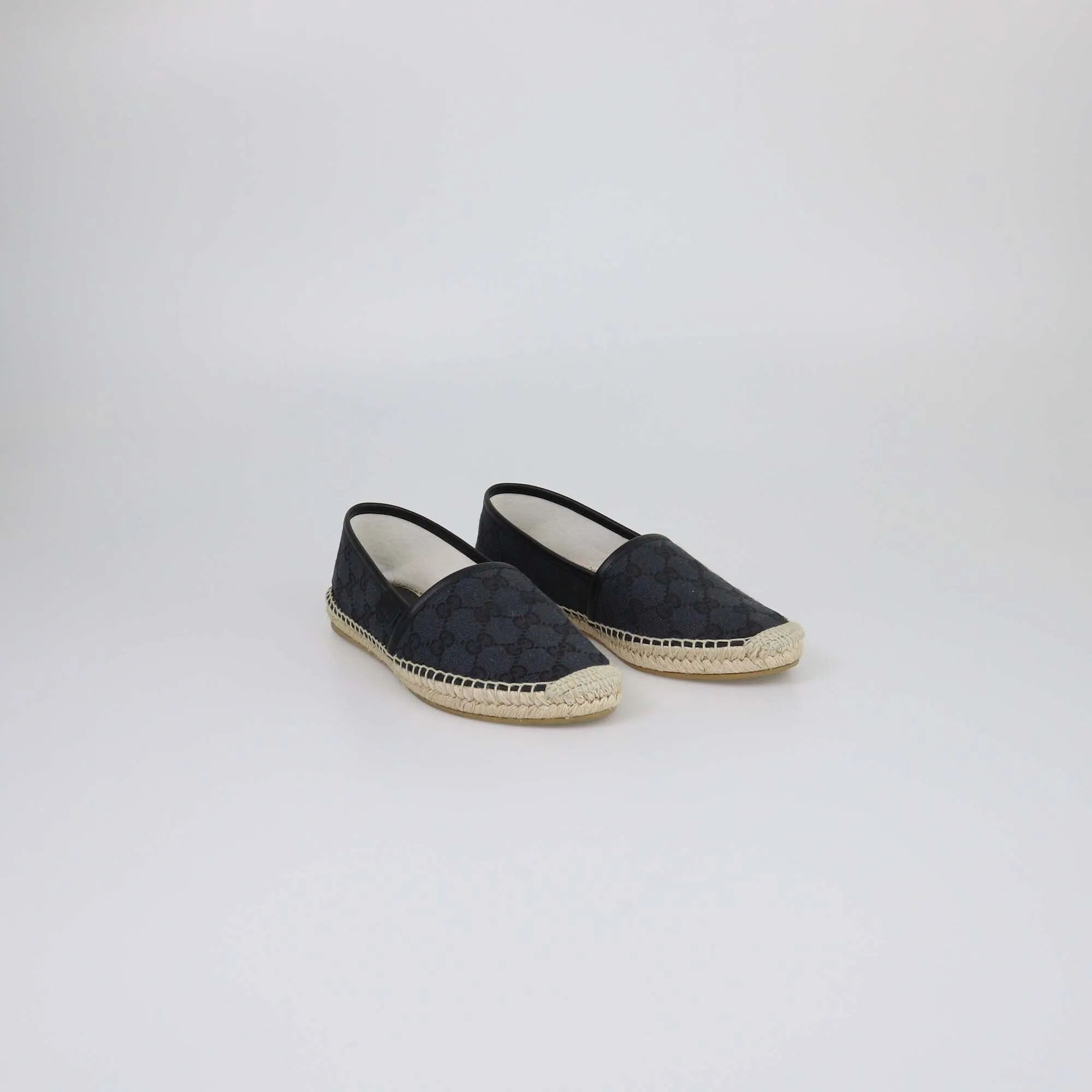 Gucci Navy Blue/Black GG Espadrille Flats