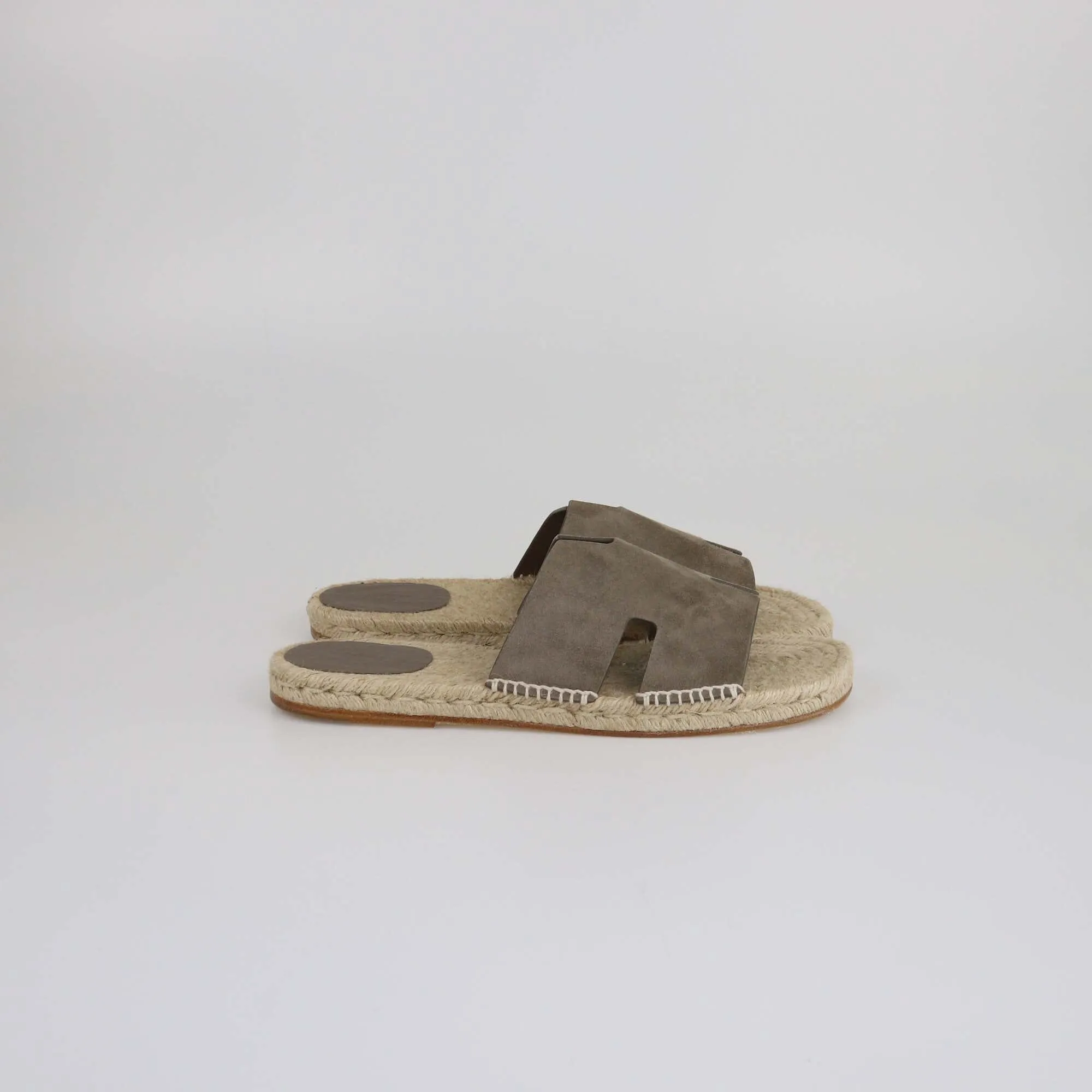 Hermes Etoupe Antigua Espadrille Flats