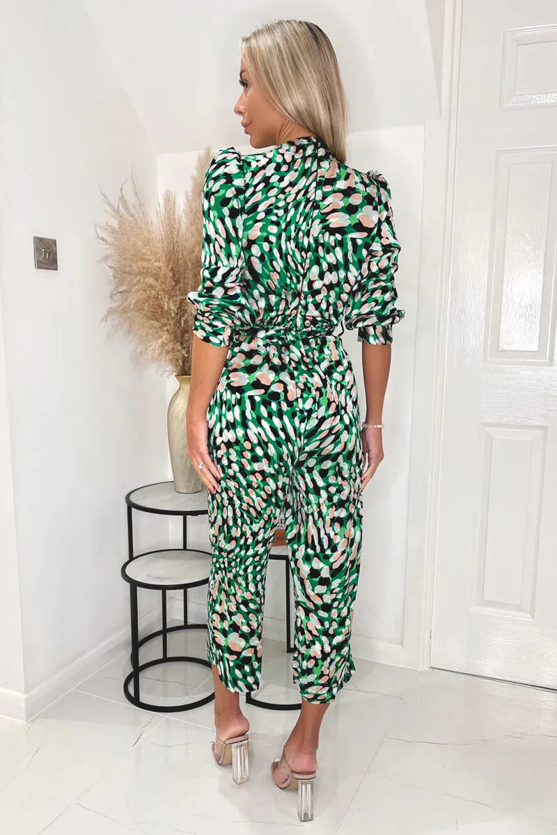 Jodie Green and Pink Printed V Neck Jumpsuit